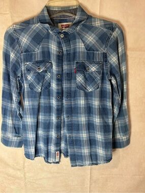 Levi's Blue Plaid Casual Button-Down Shirt
